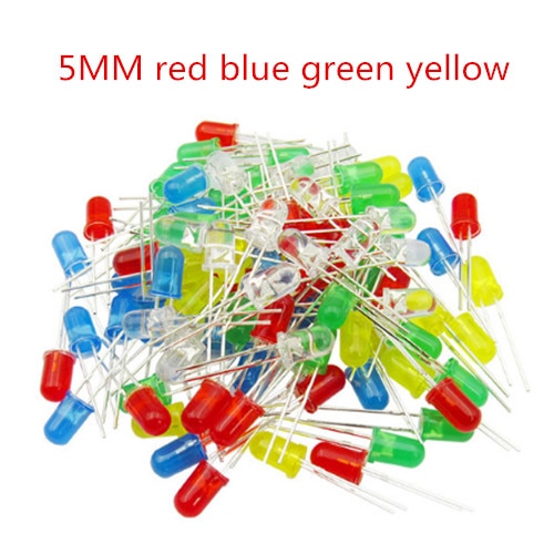 Lote de diodos de luz LED redondos de 5mm, Kit surtido de lámpara de diodo emisor, 205 unidades, Color superior, blanco, amarillo, rojo, azul y verde