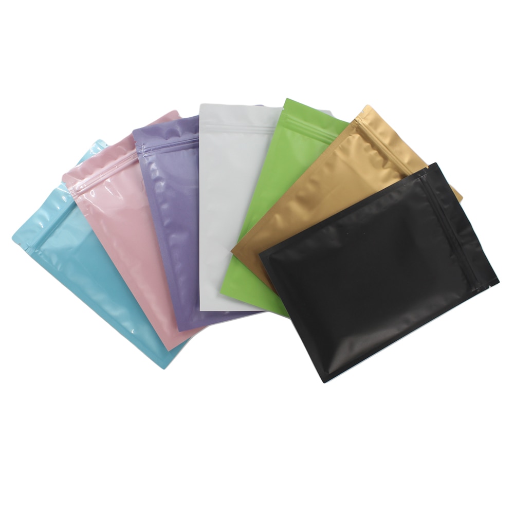 Mat Zwart Wit Roze Smeltlasbare Ziplock Verpakking Zakje Hersluitbare Platte Aluminium Folie Zip Lock Plastic Zakken 100 Stuks