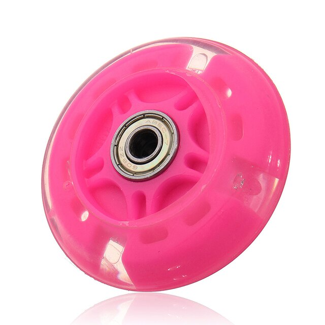 Rueda silenciosa de Flash para patinete, rueda de juguete para Micro Scooter, luz intermitente, Chico, Rosa/azul/negro/verde, accesorios para monopatín, 1 unidad: Pink