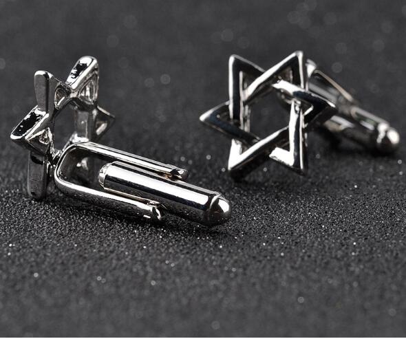 Boutons de manchette à breloques de la Star de David pour marié, bijoux de mariage français à la