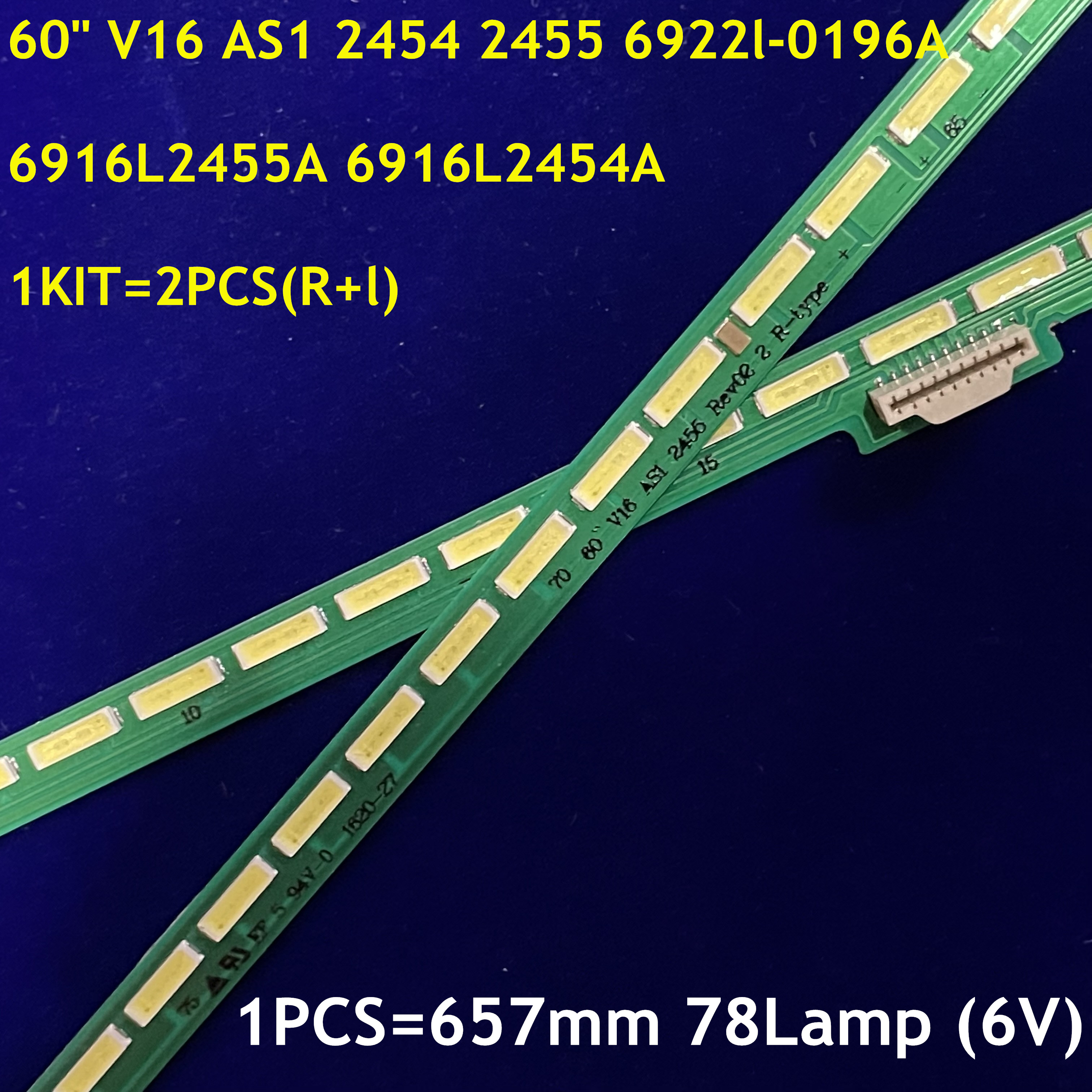 2 Stuks Led Strip 78 Lamp Voor Lg 6922L-0196A 60UH8500 60UH8507 60UH850T 60UH850V 60 &quot;V16 AS1 2454 2455 6922l-0196A LC600EQF (Dj)(F1)