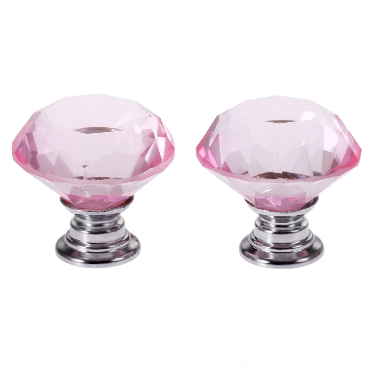 1x rosa diamantformade knoppar i kristallglas garderob skåp dra handtag för dörrhandtag i köksskåp