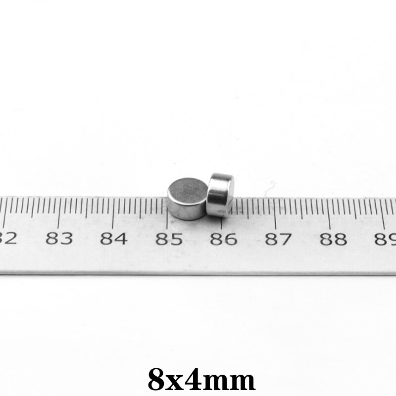 Imán potente redondo de 8x4 de 8mm x 4mm, disco magnético de neodimio de hoja a granel de 8x4mm, imán permanente NdFeB fuerte circular de 8x4, 20 ~ 300 Uds.