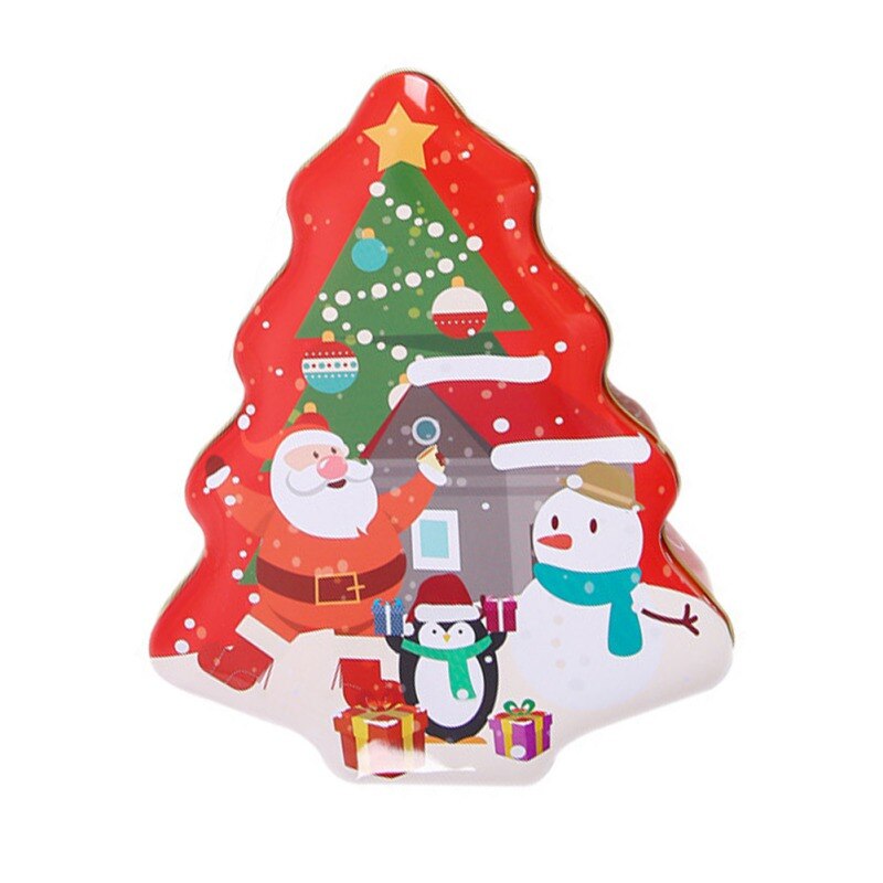 Portable Christmas Box Theme Tin Case Decorative Candy Box Storage Container: 51C
