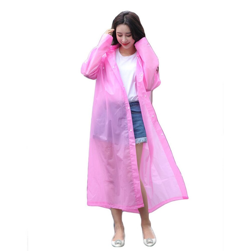 Adult/Kid Wegwerp Waterdichte Jas Clear Pvc Regenjas Regenjas Hooded Poncho Regenkleding: adult pink