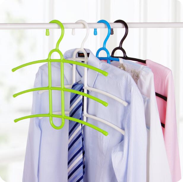 Magic Slip-resistant Plastic Drying Racks Fish Bone Multi-layer Clothes Hanger Wardrobe Organizer Clothing Support 2 Pieces/Lot