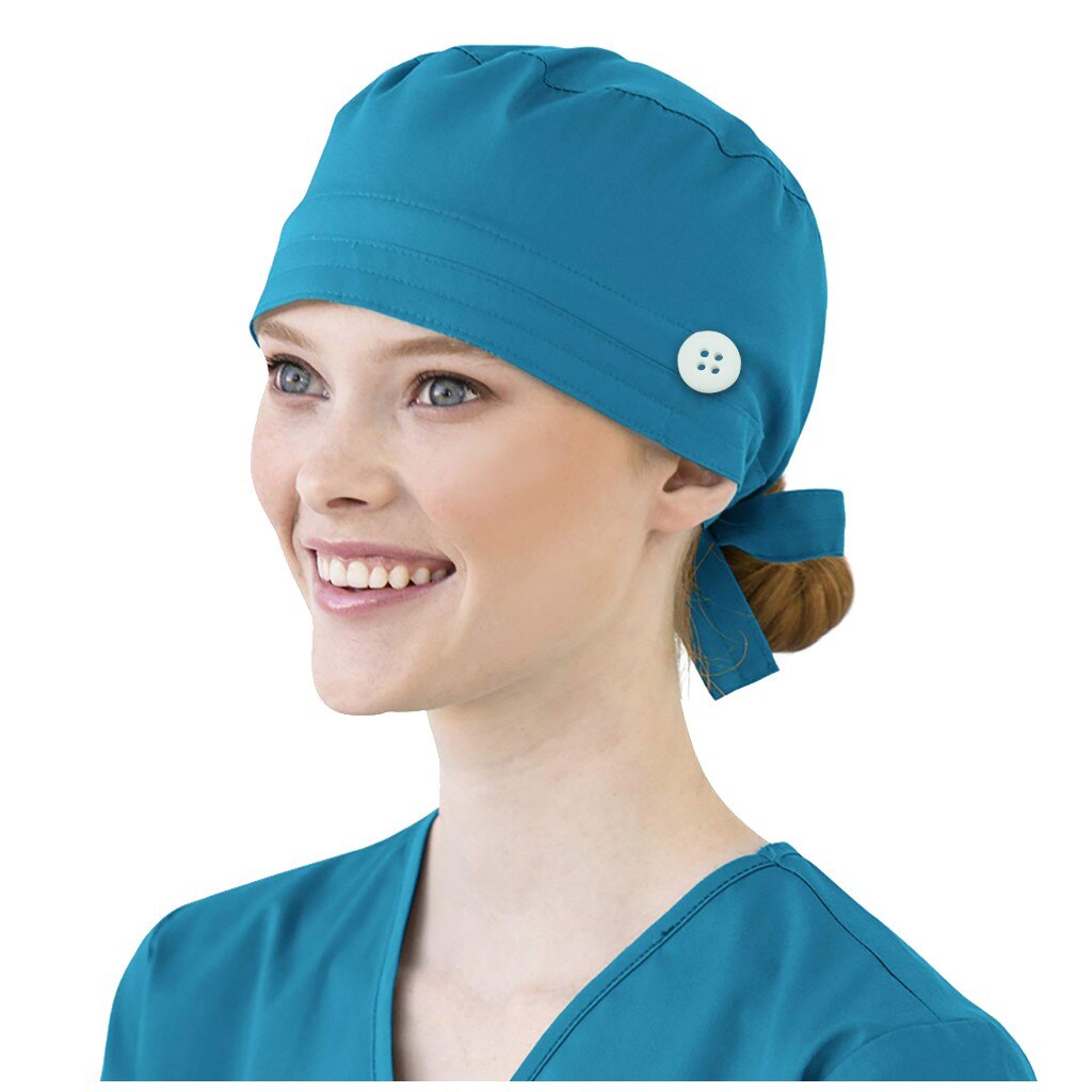 Vrouwen Katoen Yoga Bandage Verstelbare Cap Zweetband Bouffant Hoed Mannen Gorros Quirofano Mujer Verpleegkundige Uniform Hoed Accessoires #3: Blue 