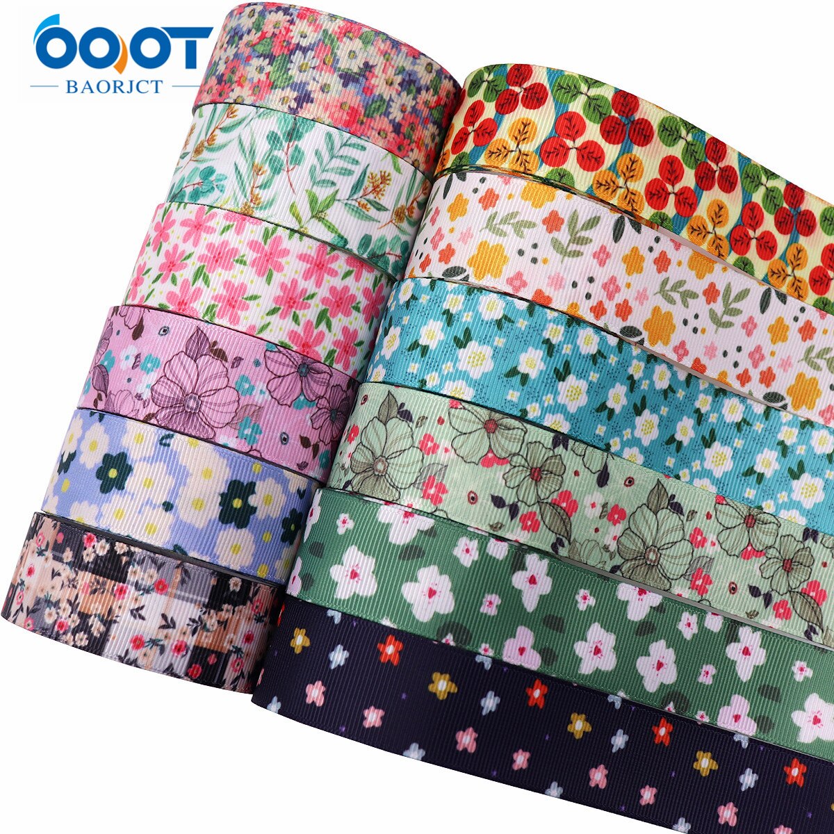 Flower Thermal Transfer Printed Grosgrain Ribbons,25mm 10Yards M-211111-2103 Wrap Bow Cap DIY Accessories Decorations