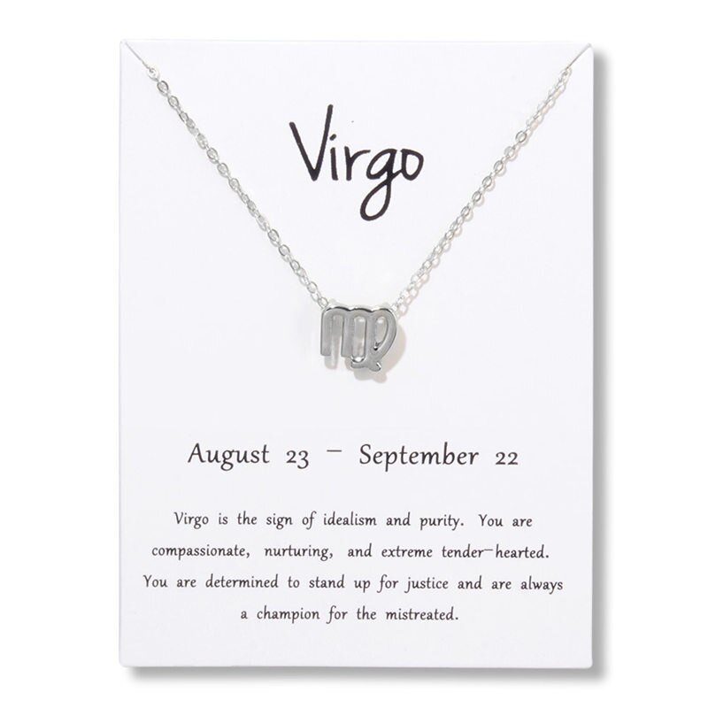 Libra-collar con colgante de 12 Constelaciones para mujer, cadena del zodiaco, joyería de cumpleaños: Virgo