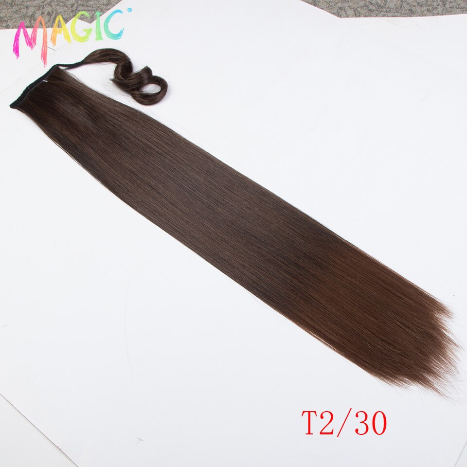 Magic Synthetische Lange Rechte Paardenstaart Haar 32 Inch Wrap Around Clip In Paardenstaart Haar Hittebestendige Staart Synthetische Extensions: T2-30