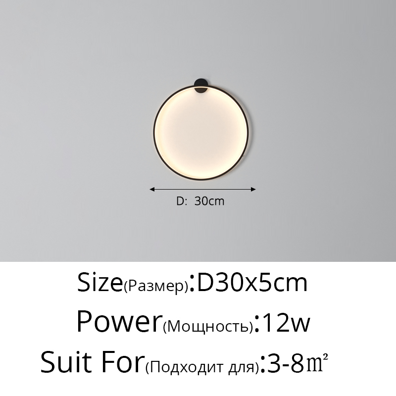 Lámparas de decoración de fondo circulares simples, nuevas luces LED modernas para pared, sala de estar, dormitorio, cabecera, pasillo, iluminación interior