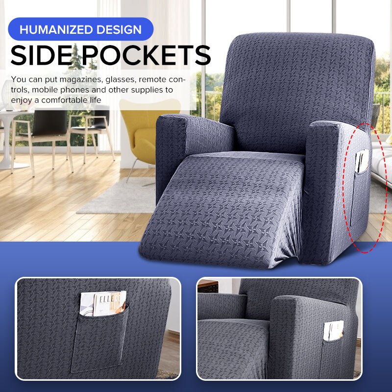 5- kleurige gebreide elastische, volledig beschermende stoelhoes met molenpatroon, stoelhoes voor fauteuil, massagestoel, relaxfauteuilhoes