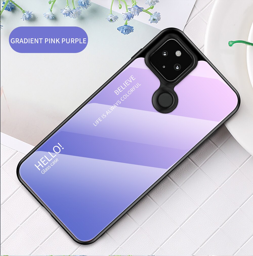 Dla Google Pixel 5 etui ze szkła hartowanego ochrona kolorowa obudowa telefonu Google Pixel 4a 5G: 05 / Pixel 5