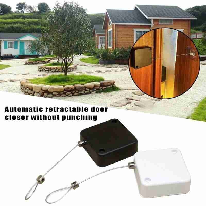 Automatic Door Closer Punch-free Automatic Sensor Door Closer Automatically Close For All Doors Black and White