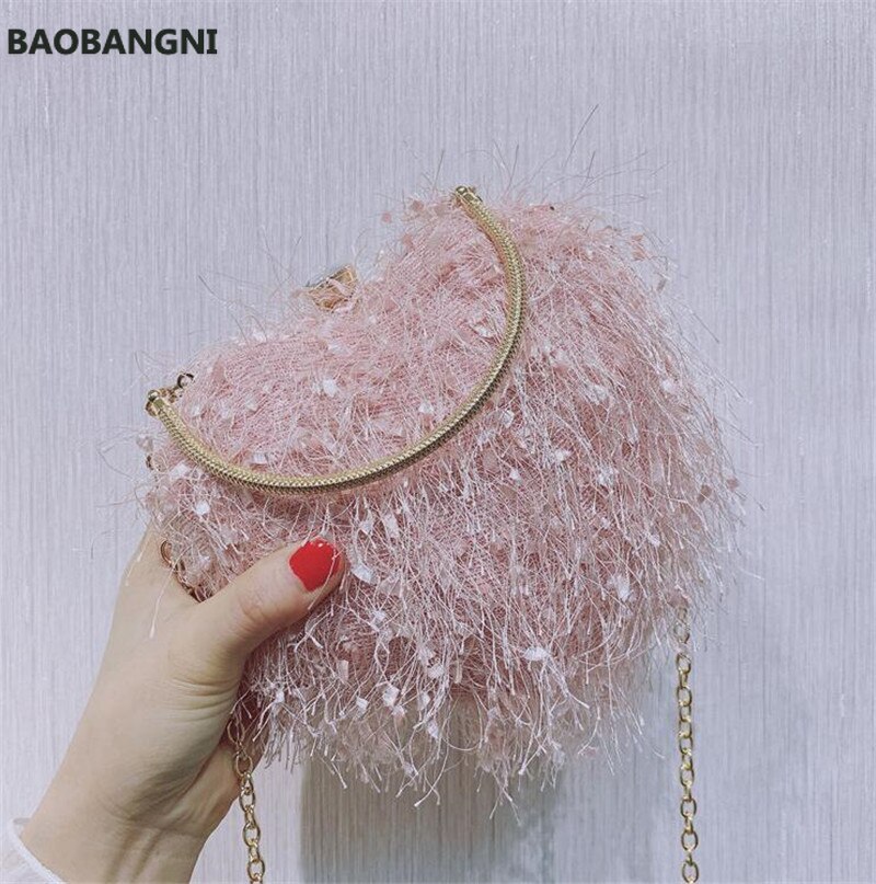 Lovely heart shaped evening clutch bags tassel wedding banquet purse for ladies party dinner wallets