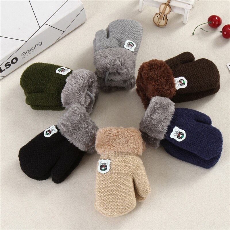 Newborn Babies Amazing Cute Solid Thicken Comfortable Warm Gloves Newborn Winter Warm Gloves Mittens for Infant Baby Boys Girls