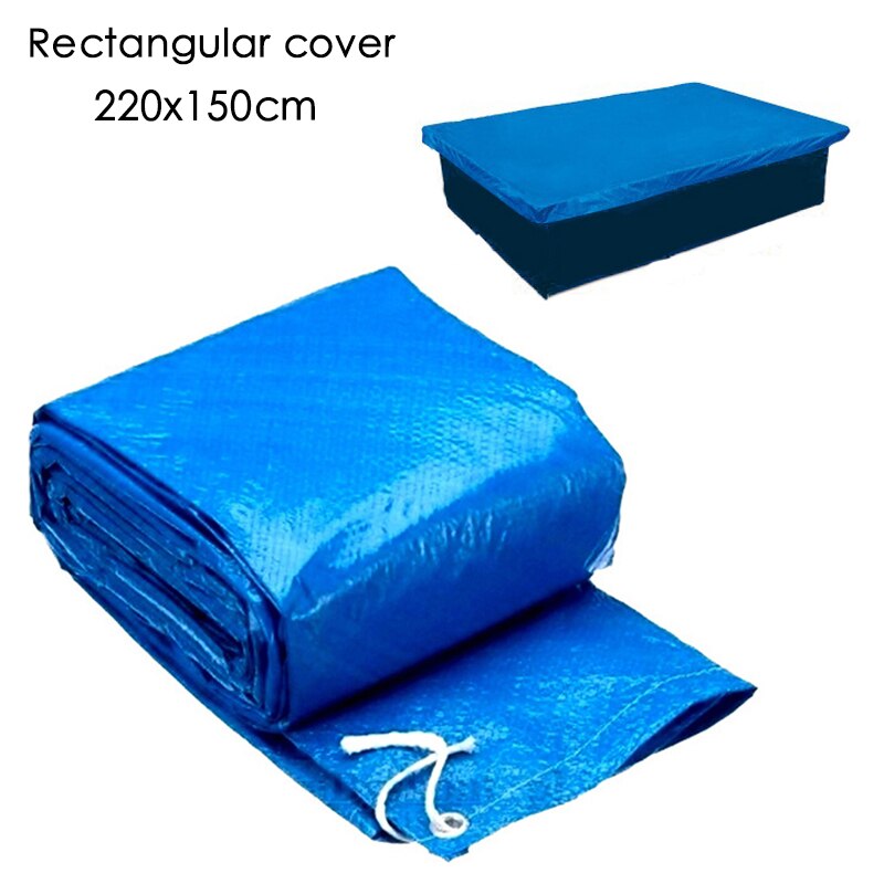 Ship in 24 hours 6/8/10ft Round Swimming Paddling Pool Cover Inflatable Rope Rectangle/Round Swim Pool Cover: Rectangle 220 150cm