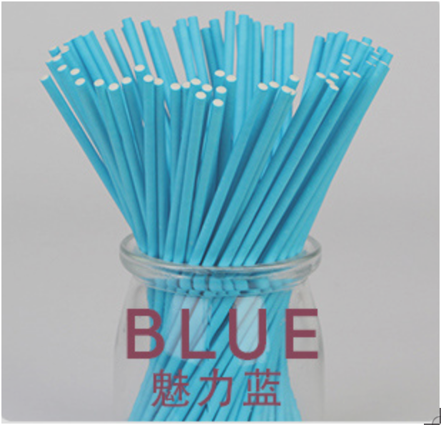 100 stks Kleurrijke Lollipop Stok 15 CM Papen Cake Pop Sticks Voor Lollypop Snoep Chocolade Suiker Knuppel Pole Handvat staaf E020: Blauw