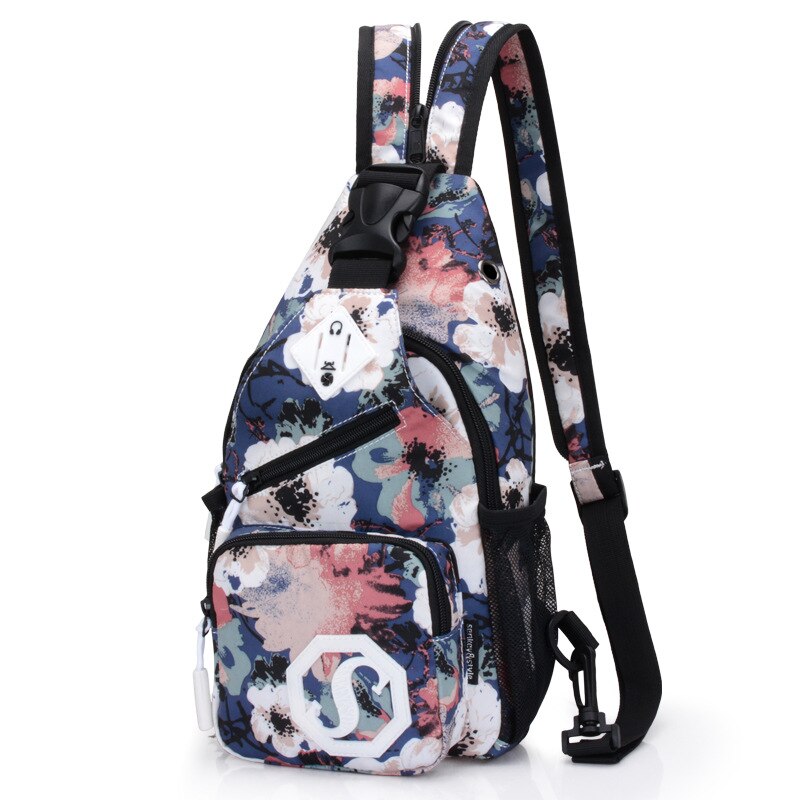 Schoudertas Dual Purpose Crossbody Tas Usb Borst Zak Meisje Oxford Doek Tas Mode Trend Crossbody Bag Portemonnees Crossbody Tas: Plum blossom