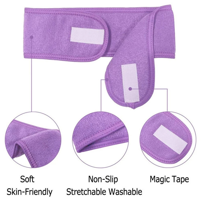 1pc Spa Makeup Soft Toweling Hairband Women Non-Slip Adjustable Sports Headband Yoga Bath Shower Wide Head Band