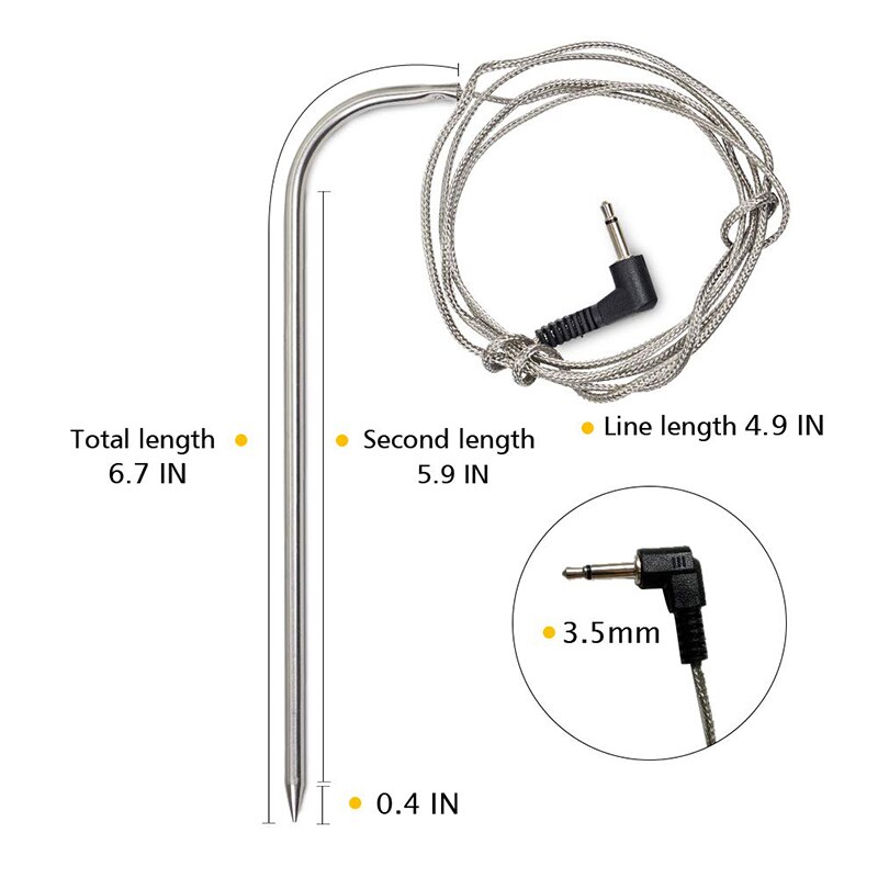 2 Pack Ersatz Hohe-Temperatur BBQ Wasserdichte Fleisch Sonde Temperatur Sonde für Kügelchen grillen Kügelchen und Raucher
