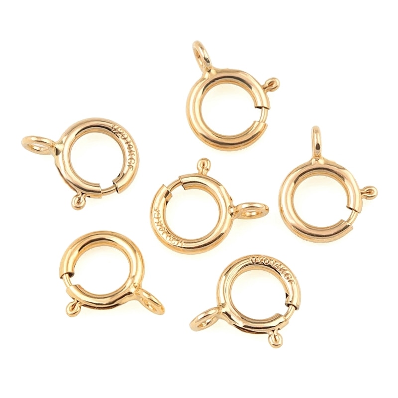 A pair 5mm 6mm 14K gold filled Spring Ring Clasps Hooks 14K GOLD Connection For Necklace Bracelet DIY Buckle