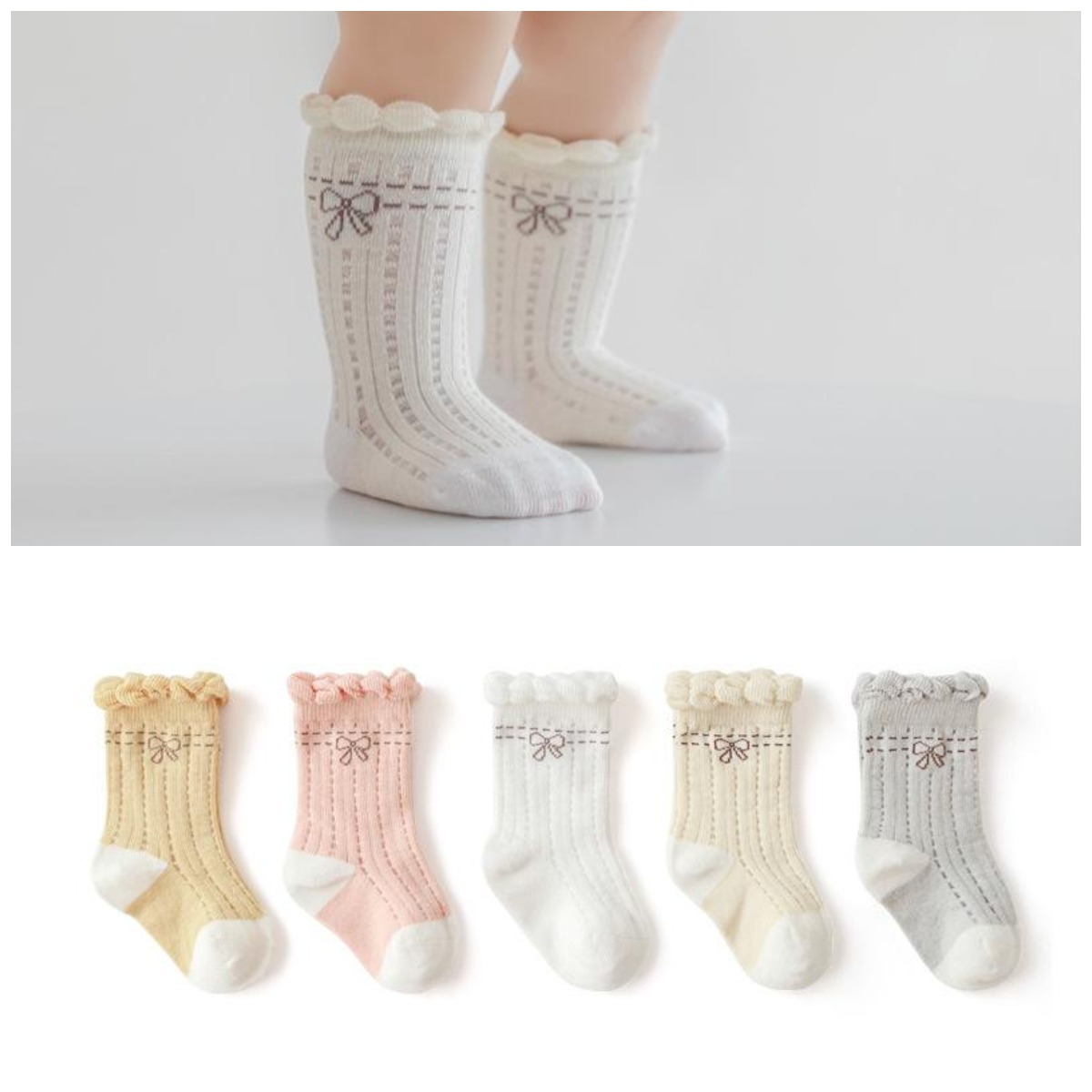 5 Paren/partij 0-5 Kinderen Sokken Zomer Katoen Jacquard Baby Bows Sokken Meisjes Mesh Leuke Jongen Peuter Sokken Kinderen kleden Accessoires