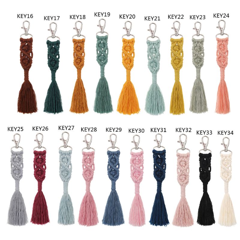 OOTDTY gland porte-clés pour femmes Boho porte-clés porte-clés macramé breloque pour sac voiture suspendus bijoux pour les amis