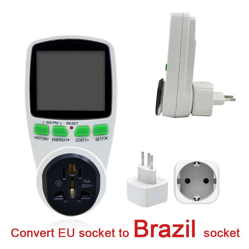 Ac-tehomittarit 220v digitaalinen wattimittari au energiamittari wattimittari sähkökustannuskaavio mittauspistorasia-analysaattori 4.9: Eu brasiliaan