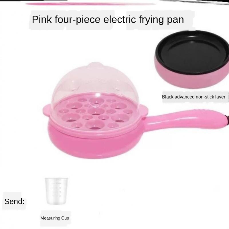 Sartén para freír huevos escalfados, sartén pequeña antiadherente, sartén para pancakes, enchufe pequeño para el desayuno en el dormitorio: Rojo