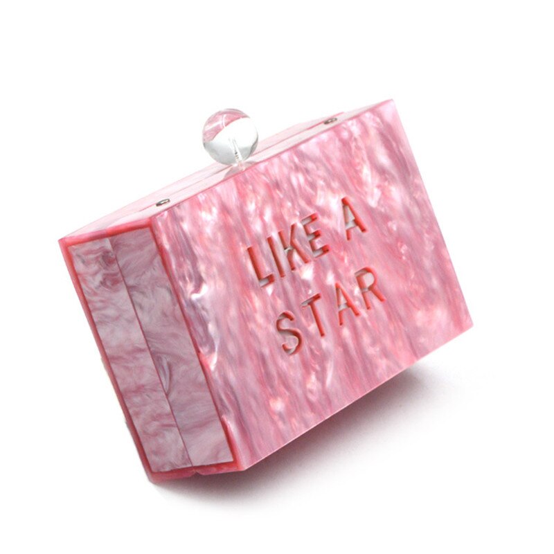 rose acrylique mignon sac en cuir et sac à main sac de soirée lettre étoile sac géométrique dames femmes chaîne Messenger sacs: Default Title