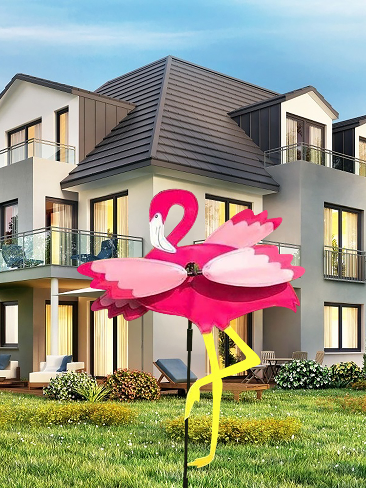 Moulin à vent flamant rose en fer forgé, , américain, mignon, oiseau, Animal, , jardin, décoration de maison