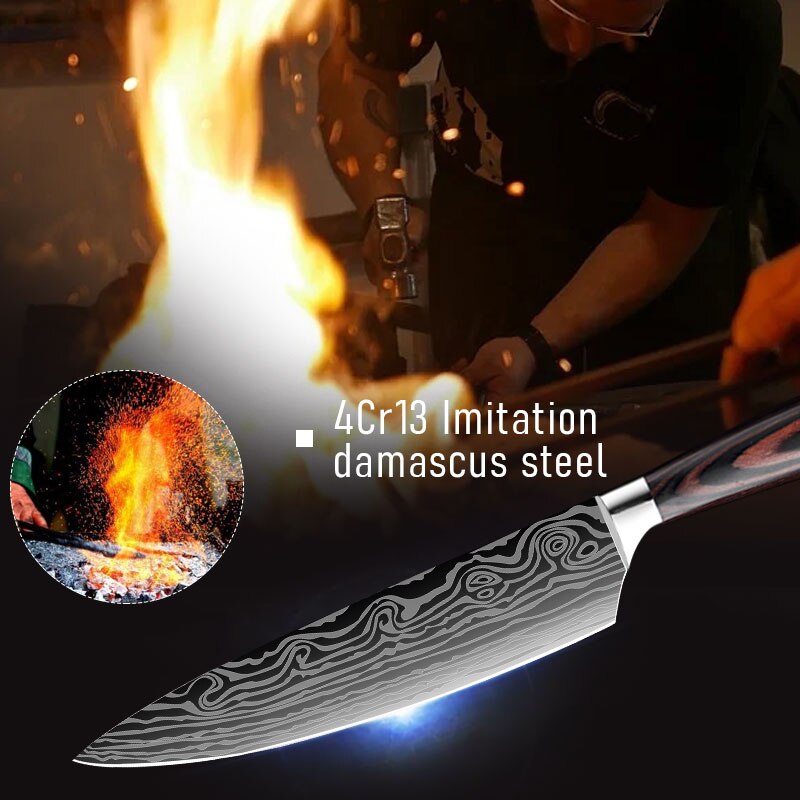Kitchen Knives Set Sharp Chef Knives Japanese 7CR17 440C High Carbon Stainless Steel 4CR13 Boning Damascus
