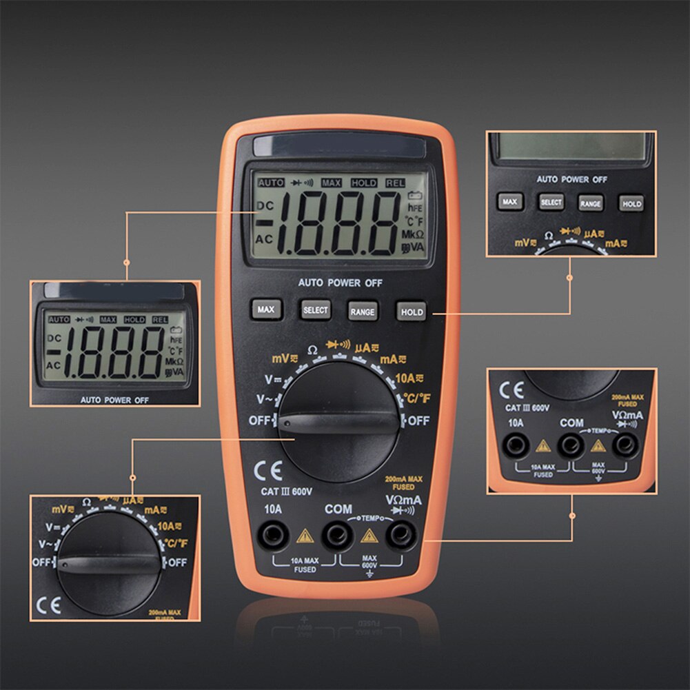 81B Mini Digital Multimeter Auto Range Measure Resistance Current Voltage Temperature Pocket Ammeter GK99