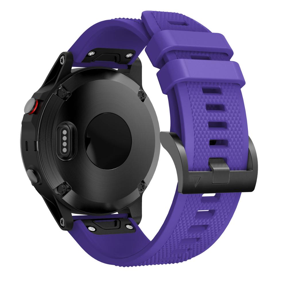 22 MM mode stijl Band Voor Garmin Fenix 5 Horloge Siliconen Polsband Voor Garmin Fenix 5 Plus Band voor Garmin Fenix 6 Horlogeband: Paars / 22mm