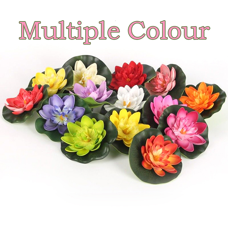 5 stk kunstig lotus åkande flydende blomsterdam tank plante blad ornament 10cm hjem bryllup havedam pool dekoration