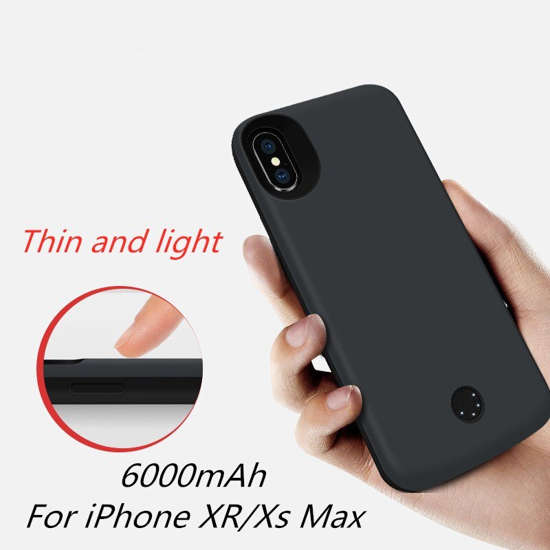 6000mAh Portable Battery Charging Case For iPhone Xs Max Backup Battery Case For iPhone XR External Power Bank Charger Cover