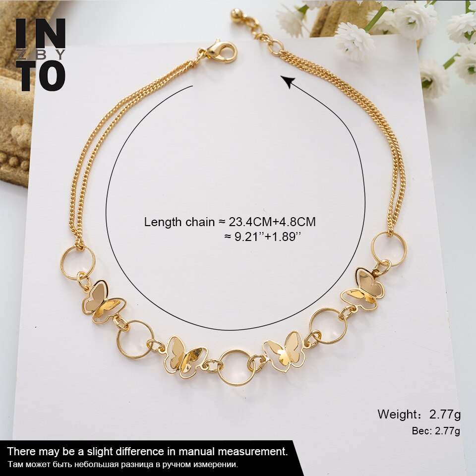 Into Crystal Butterfly Ankle Bracelet For Women Gold Color Chain Summer Beach Charm Anklet Bracelet On Leg Foot Jewelry: A011