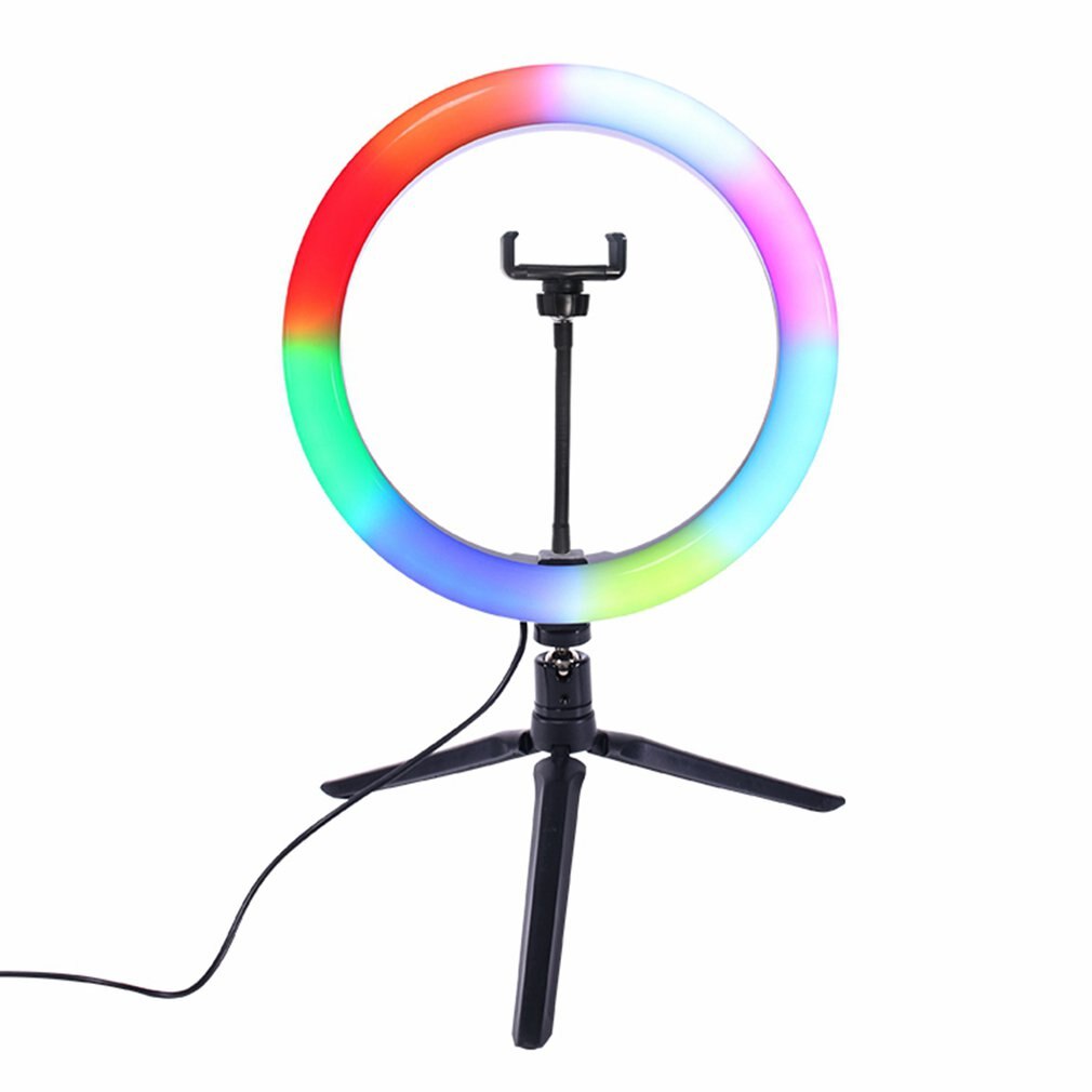10 Cal płaski pierścień światła Selfie uroda fotografia telefon komórkowy na żywo światło siedem kolorów temperatury RGB wypełnić światło: zdalny tube uchwyt