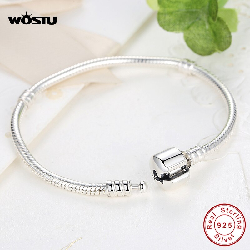 Wostu genuine 100% 925 prata esterlina pulseira pulseira original cobra corrente para o casamento feminino altura qualidade jóias 17-20cm