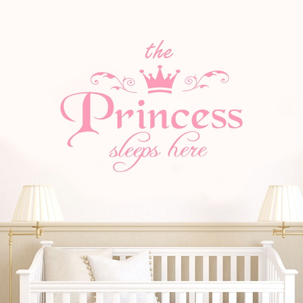 De Prinses slaapt hier Muur Sticker voor Meisjes kamer Baby meisje slaapkamer Achtergrond decoratie stickers Art Decals Behang l0729