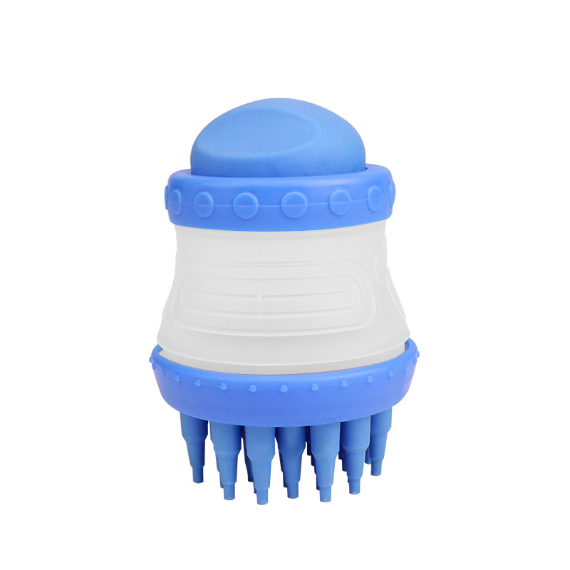 Dog Bath Brush Comb Grooming Multifunction Silicone Pet Brush Bath Tools for Dog Shampoo Press Bath Brush: Blue