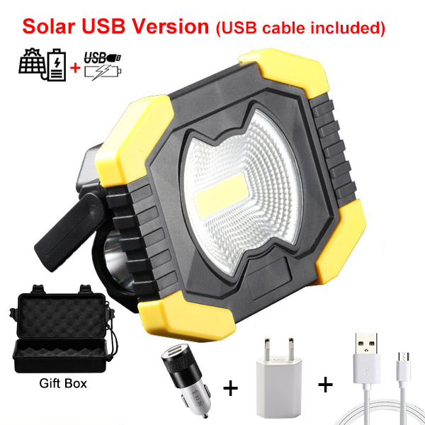 80W Led Portable Spotlight Solar Led Work Light USB Rechargeable Outdoor Lamp COB Floodlight Tent Lantern Repair 18650 Panel: Package D