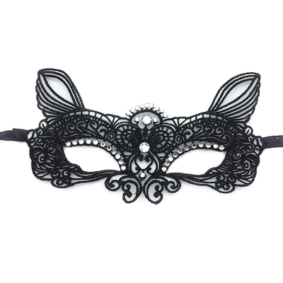 Masque en dentelle de diamant, accessoires d&#39;halloween, demi-visage noir, Sexy, princesse, bandeau pour femme adulte: F