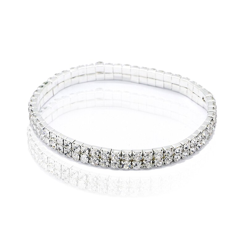 Pulsera tobillera con diamantes de imitación para mujer, 2, 3, 4 y 5 filas, cadena elástica, 1 unidad: 2