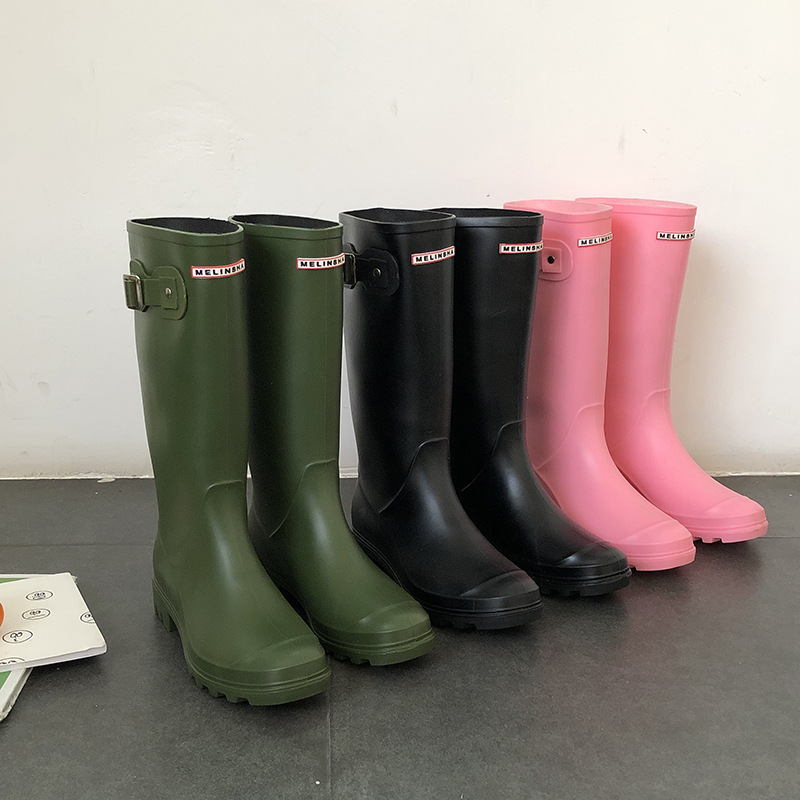 Winter engeland hoge buis effen kleur waterdichte regenlaarzen dames rubberen schoenen regenlaarzen lente en herfst