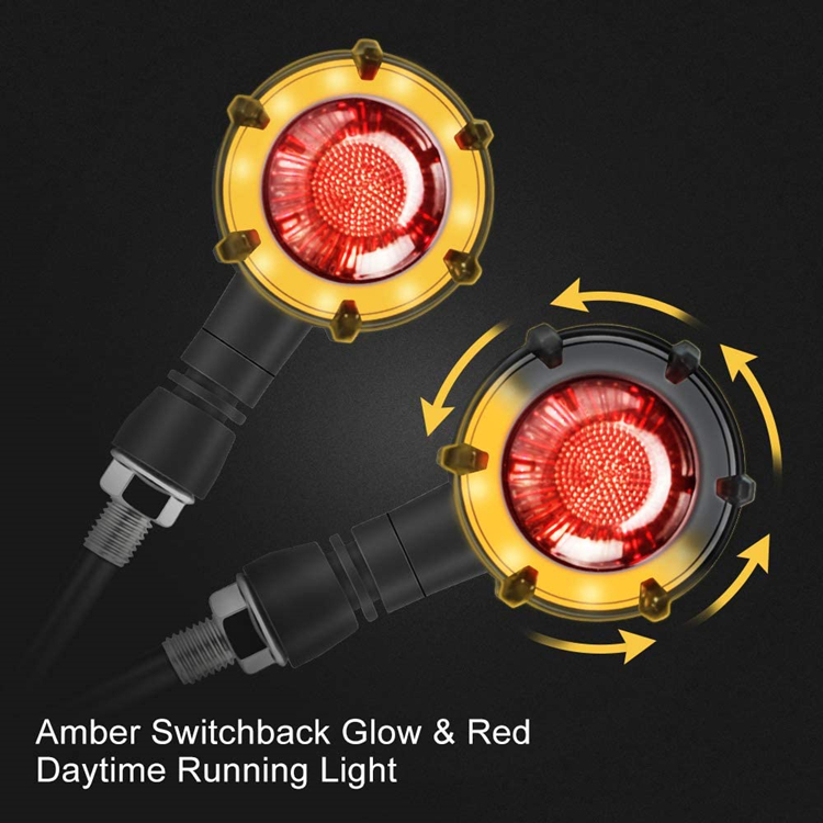 2Pcs Universal Motorcycle Drl Richtingaanwijzer Motorbike Led Indicator Dagrijverlichting Vloeiende Rem Strobe Flash DC12V: Rood