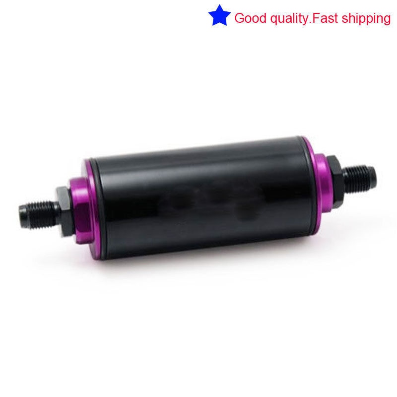 Racing Ready Inline Fuel Filter AN10 Steel SS With 100 Micron Element Black
