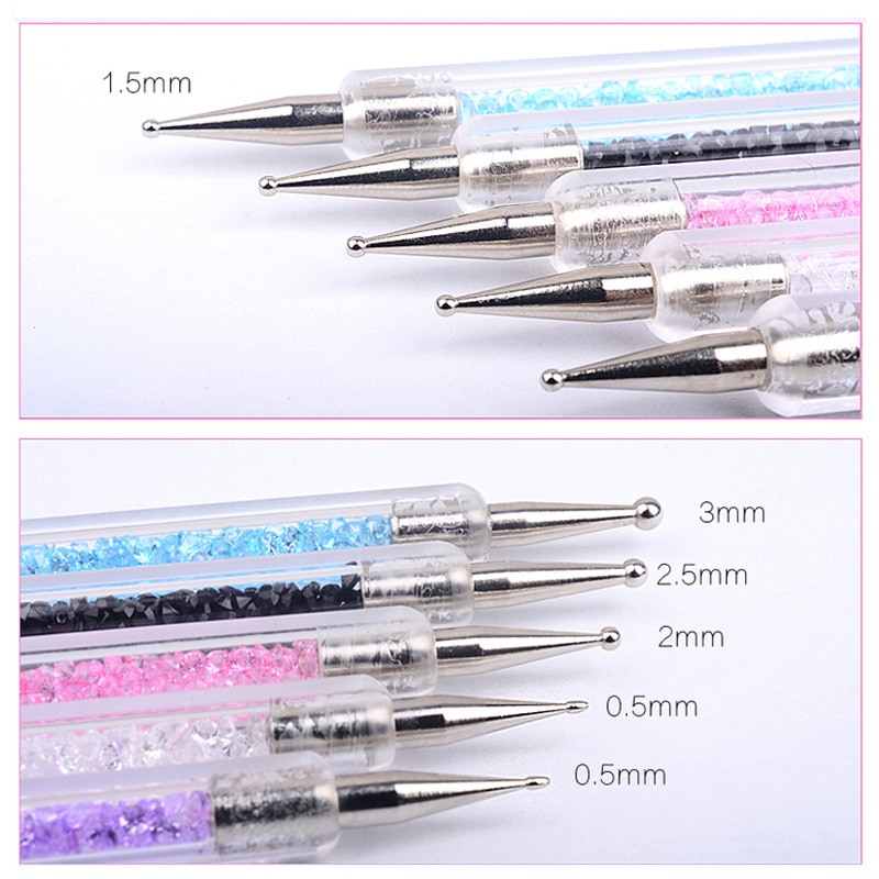 Lápiz para punteo de uñas de doble punta, Mango para cuentas de cristal, tachuelas de diamantes de imitación, lápiz para cera, herramienta artística para manicura, 1 Uds.,