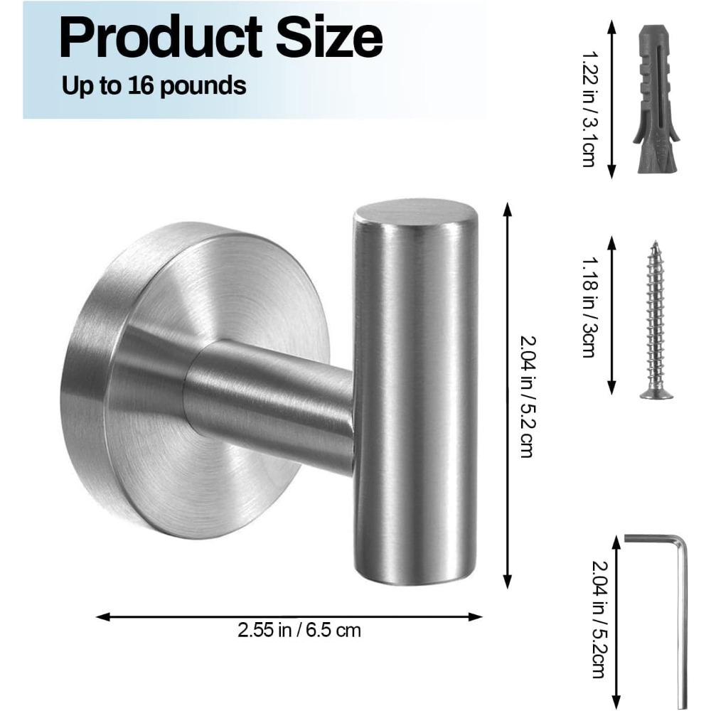 Ganchos para toallas de baño, soporte de almacenamiento de acero inoxidable SUS 304, perchero resistente, gancho de pared montado en la pared para baño y sala de estar